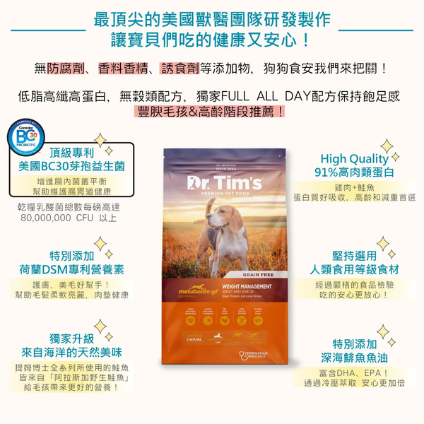 Dr.Tim's天然糧 體重管理控制無穀配方