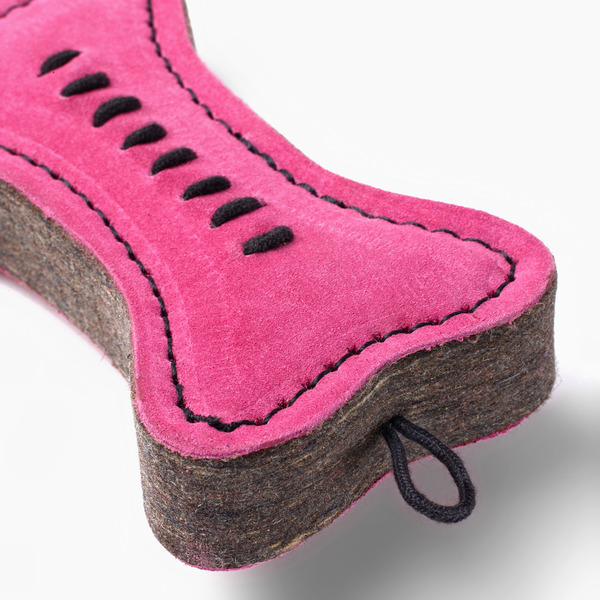 GREEN&WILDS 天然黃麻製犬用啃咬玩具 桃粉骨頭