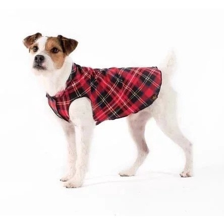Gold Paw 單層彈性刷毛背心 紅色方格