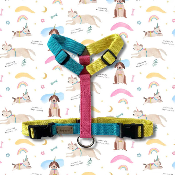 Haqihana 義大利手工經典犬用H型胸背帶 獨角獸