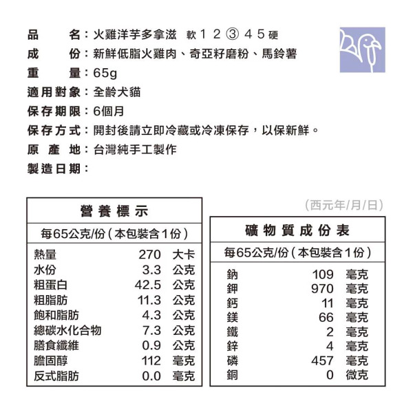 CoConilla 口口迷寵物鮮食 火雞洋芋多拿滋