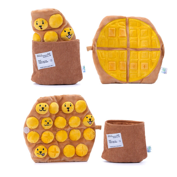 Woof² 雞蛋仔/格⼦餅二合一藏食寵物玩具