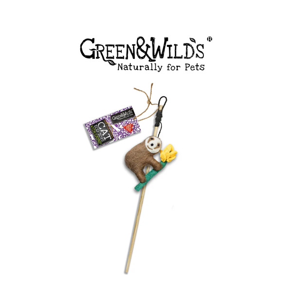 GREEN&WILDS 天然羊毛氈貓薄荷逗貓棒 樹懶莎莉