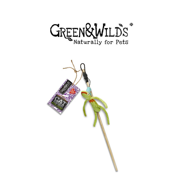GREEN&WILDS 天然羊毛氈貓薄荷逗貓棒 青蛙佛萊迪