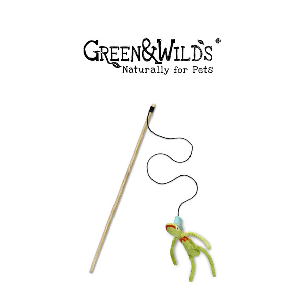 GREEN&WILDS 天然羊毛氈貓薄荷逗貓棒 青蛙佛萊迪