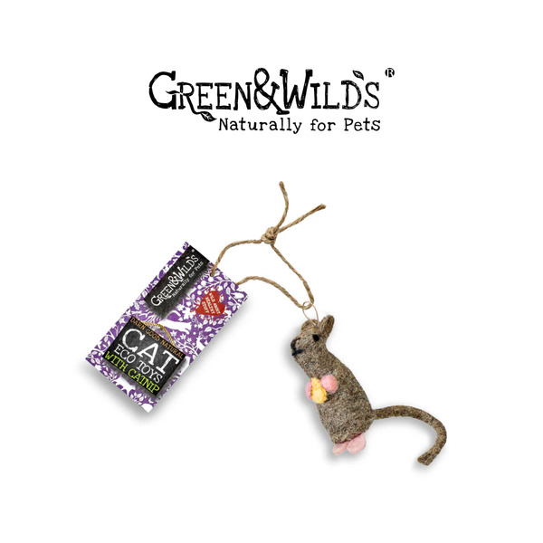 GREEN&WILDS 天然羊毛氈貓薄荷貓咪玩具 老鼠寶寶貝兒