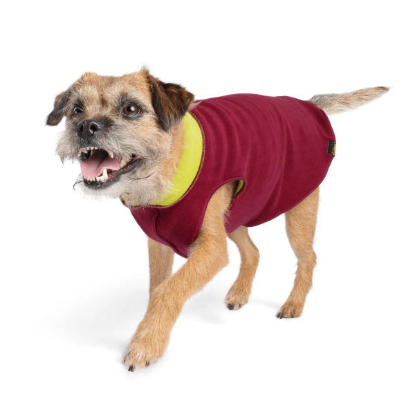 Gold Paw 雙層彈性刷毛背心 酒紅/牛油果