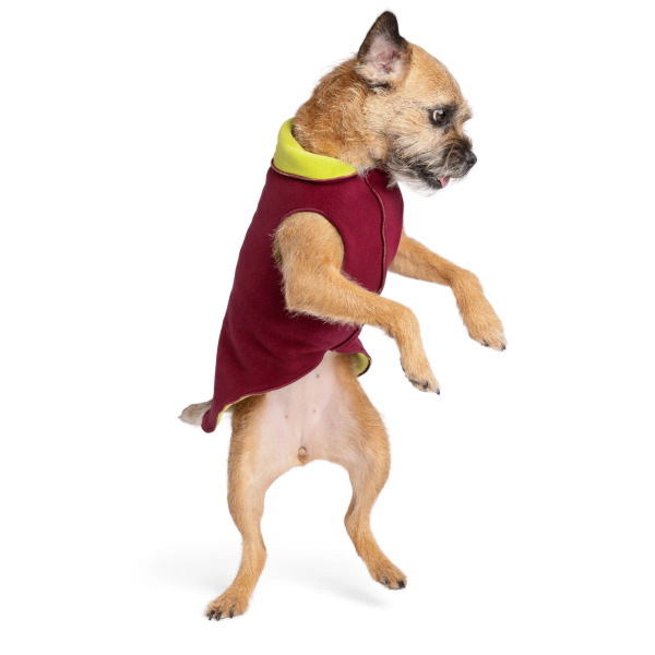 Gold Paw 雙層彈性刷毛背心 酒紅/牛油果