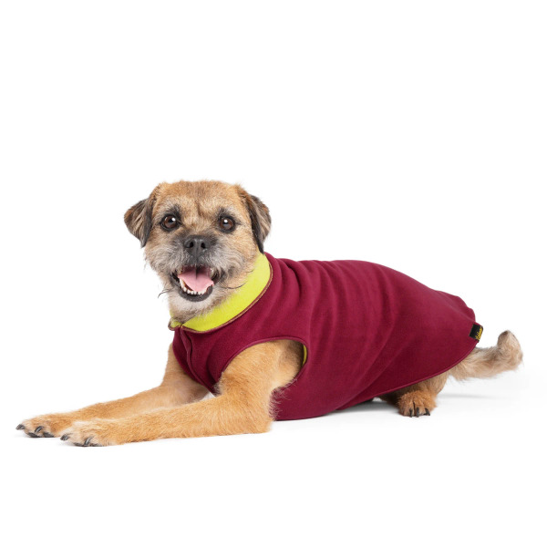 Gold Paw 雙層彈性刷毛背心 酒紅/牛油果